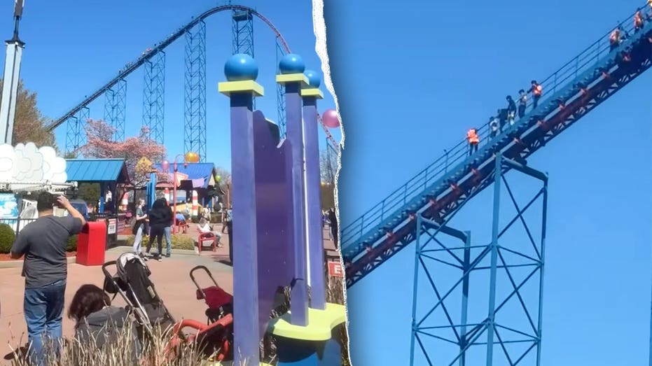 Panic at popular theme park as stranded riders scramble to escape broken roller coaster Education Melbourne